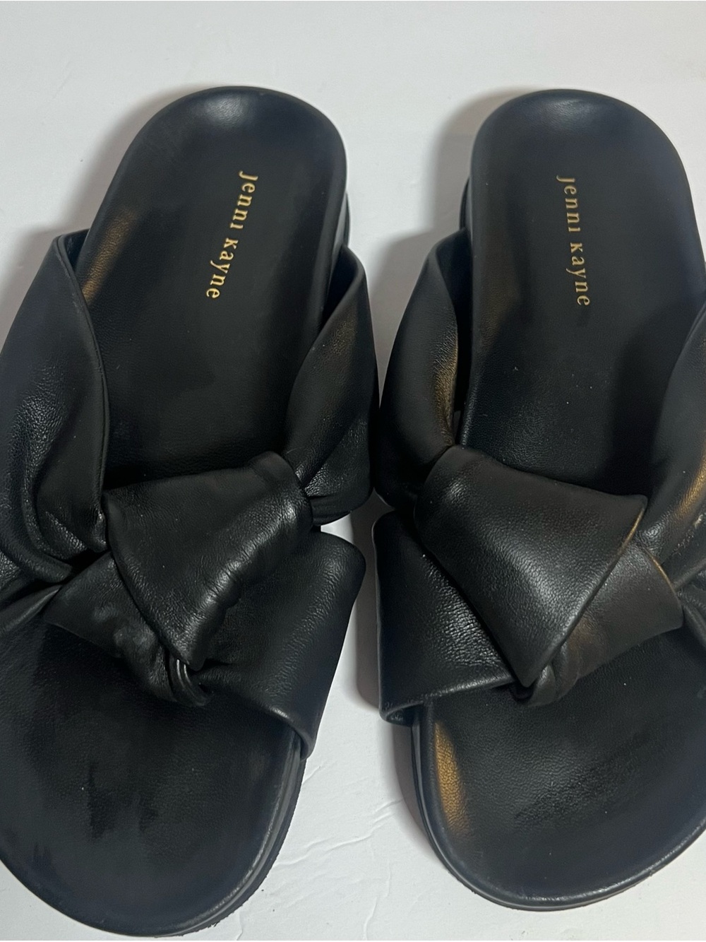 Jenni Kayne Black Knotted Leather Slide Sandals